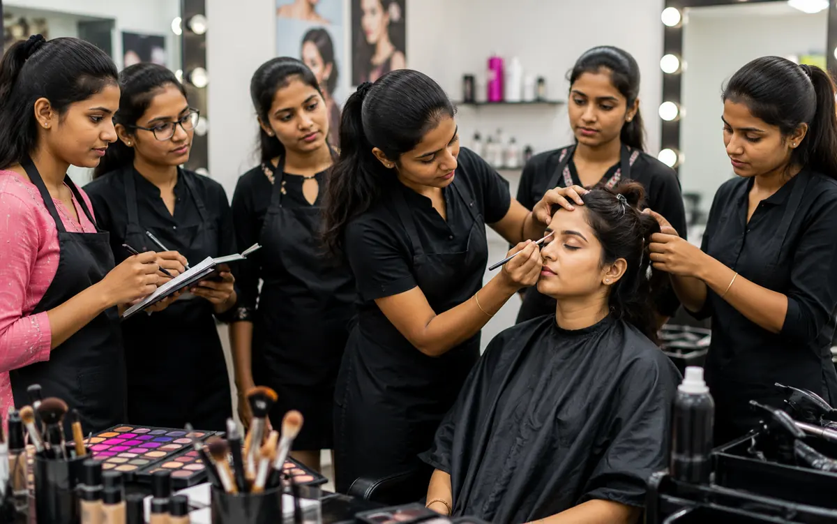 Women learning professional beauty skills, a representative visual for proposed livelihood training